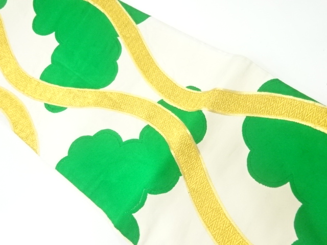 アンティーク　雲に立涌模様織出し袋帯（材料）